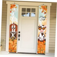 Happy Fall Welcome Porch Banner 12x71 Inch Vertical Fall Door Colorful 6