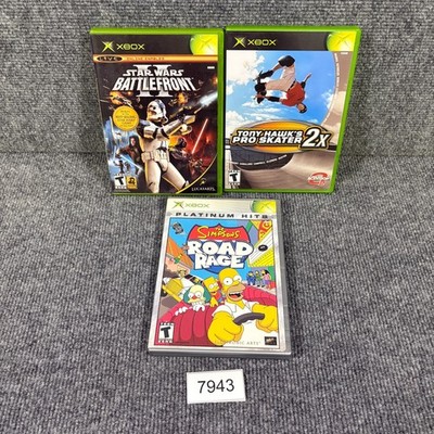 The Simpsons Road Rage Tony Hawk 2x Star Wars Battlefront 2 Video Game Lot XBOX
