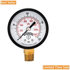 Economy Utility Pressure Gauge - 2" Dial, 0-200 psi/kPa, Durable Steel Housing