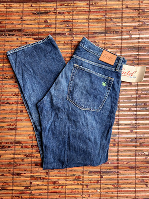 CARTEL BLUE MEN's DENIM JEANS 38X34  Blue Button Fly Jeans USA MADE, 100% COTTON