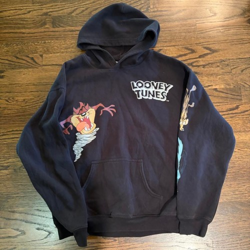 Looney-tunes Men's Black and Navy Hoodie