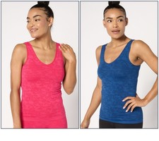 Breezies Women's Top Sz L Seamless Floral Reversible Neckline Tank Red A648397