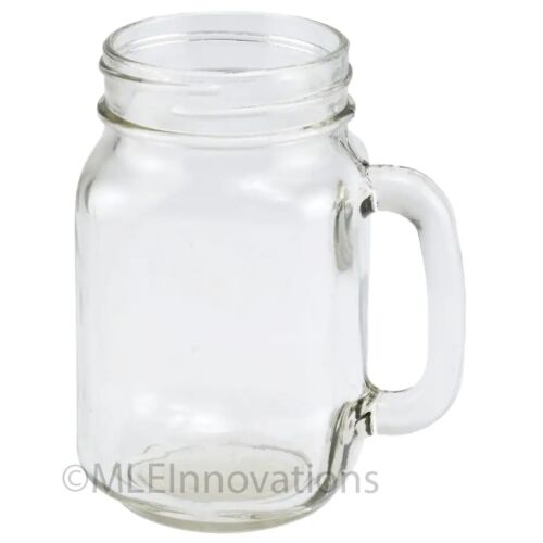 Mason Jar Mug Handle Glasses Jars Classic Clear Cup Drinking Mugs Cups NEW 16oz - Picture 4 of 6