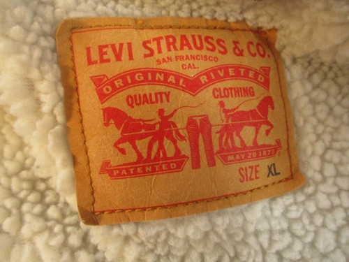 Levis Trucker Sherpa Lined Jacket Men's XL Khaki Tan Canvas Denim Style Coat - Picture 2 of 18