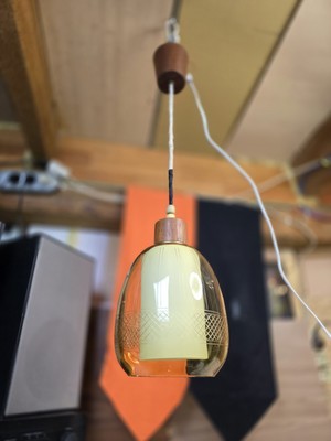 Deckenlampe Leuchte  Teak, Holz & Glas,  Danish Design Mid-Century
