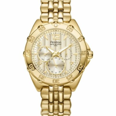 Armitron Men's 20/4664CHGP Multi-Function Gold-Tone Bracelet Watch ~New See Note
