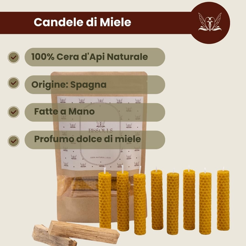 8 Candele Cera D'Api Naturale + 2 Palo Santo in REGALO Candela Profumata Regalo - Foto 5 di 12
