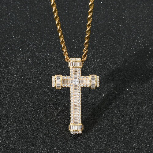 Cross Pendant Necklace, Mens Hip Hop Iced Flooded Jewelry A9340 - Bild 6 von 17