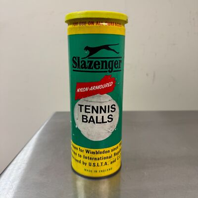 VTG 70s SLAZENGER Metal Can Nylon Armored Tennis Balls - EMPTY CAN