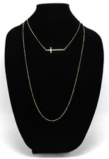 New Gold Tone Double Stranded Sideways Cross Necklace nwt #N2357A
