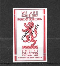 Scotland - 1938 Empire Exhibition Glasgow label with lion Palace of Engineering