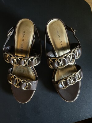 Apostrophe Women's Millie Brown Wedge Heels Size 5 1/2 Med