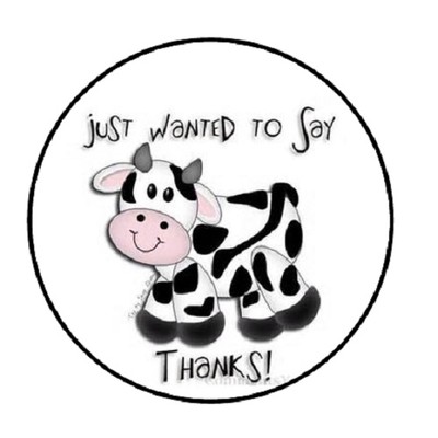 Sticker just wanted to say thank you cow O28|32-sticker label round-2cm letter