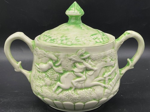 H Eary, ceramic, creamer and sugar bowl w/lid, Witches Pursuit of Tam Oshanty, - Picture 13 of 13