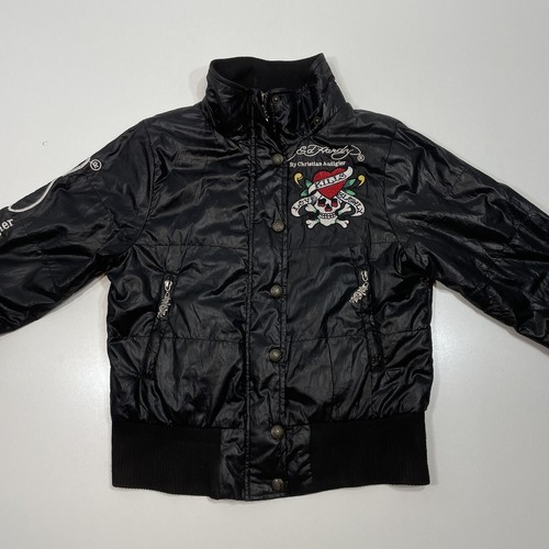 Y2K Ed Hardy Jacket Love Kills Slowly Embroidered Jeweled Women’s Size Small - Picture 8 of 16