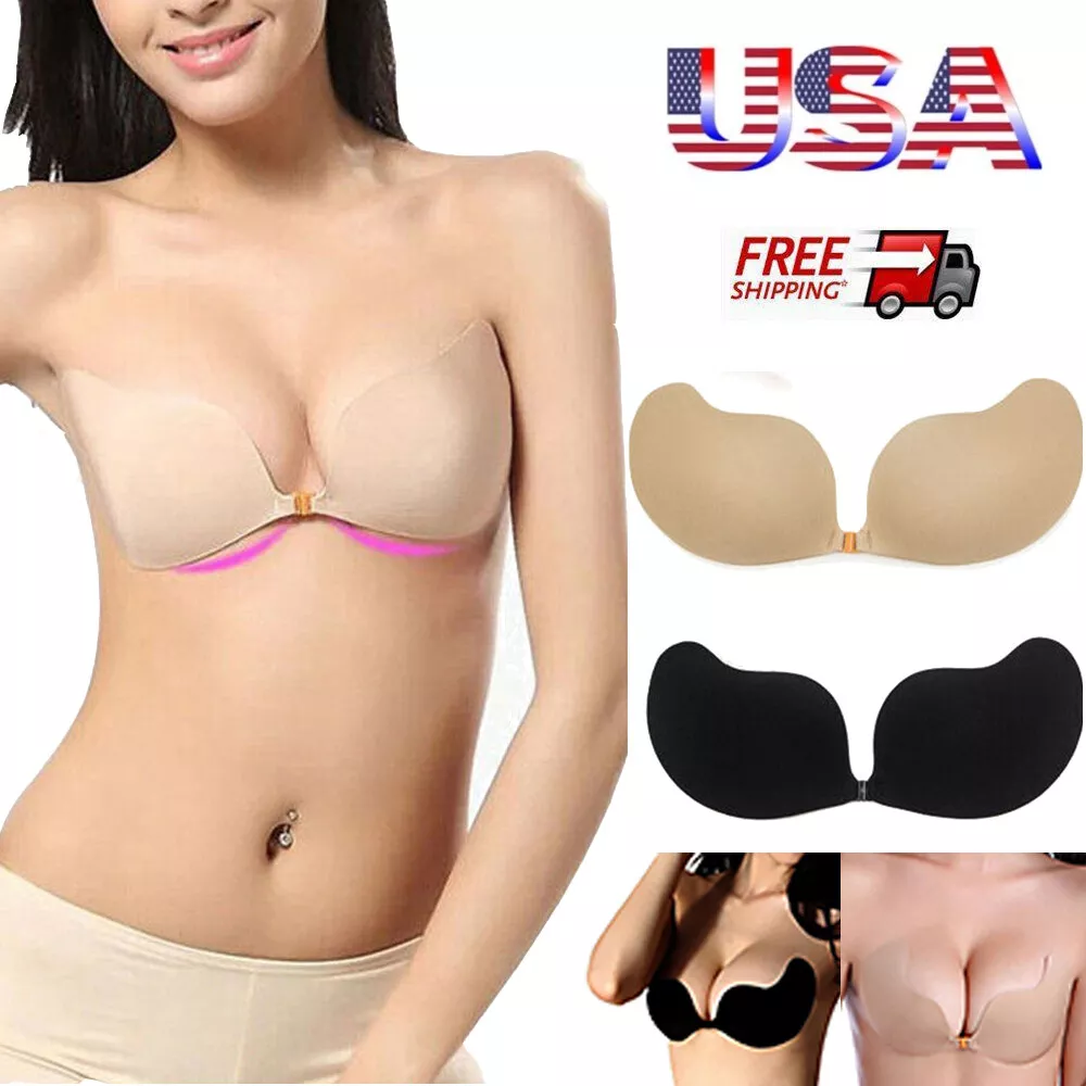 New Women Push Up Sticky Strapless Backless Silicone Self Adhesive  Invisible Bra