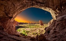 Landscape nature moon arches national park desert rocks Custom Gaming Mat Desk