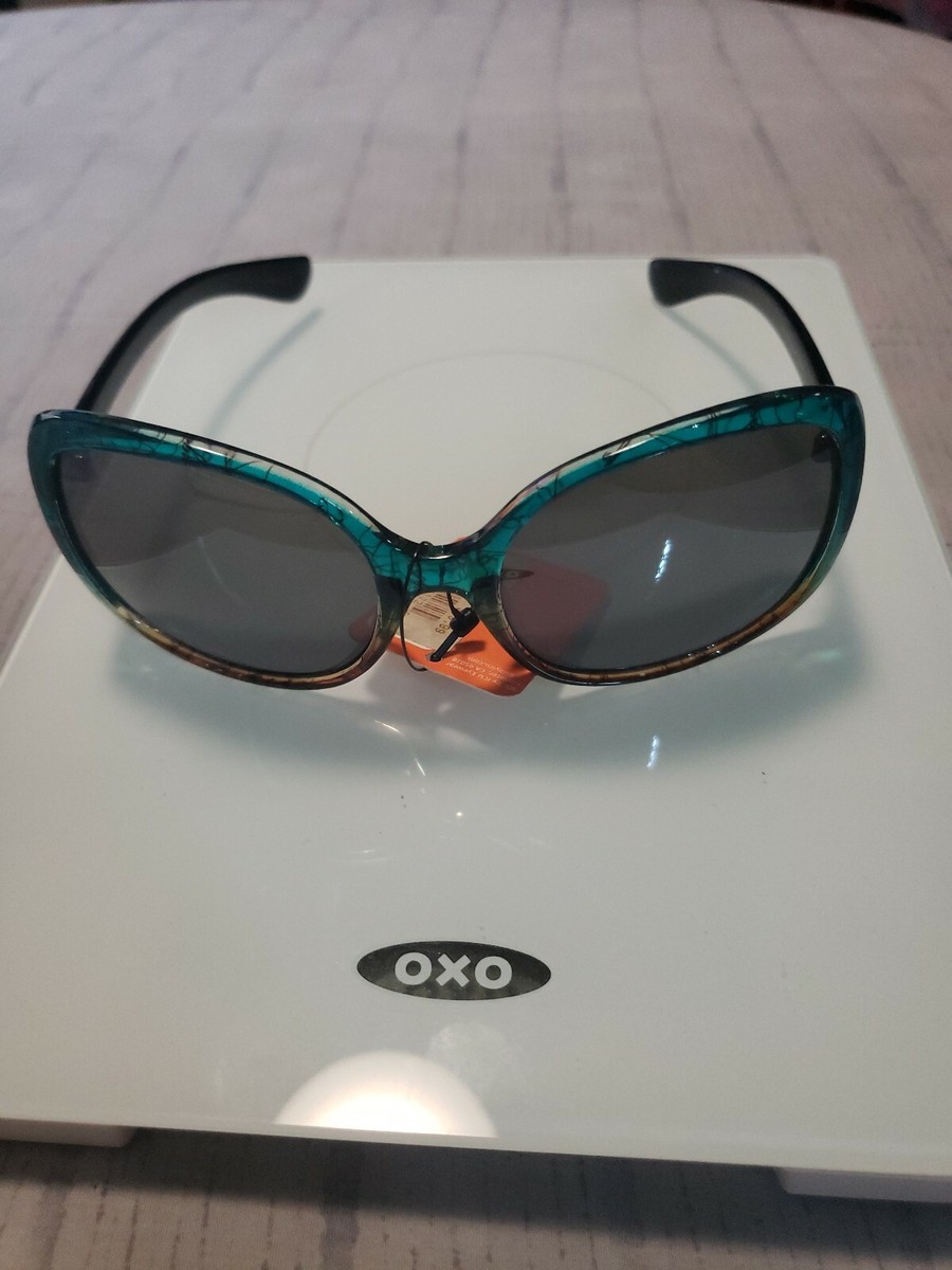 NWT SOL TORTOISE/BRN. OVERSIZED PLASTIC SUNGLASSES, GRAY 