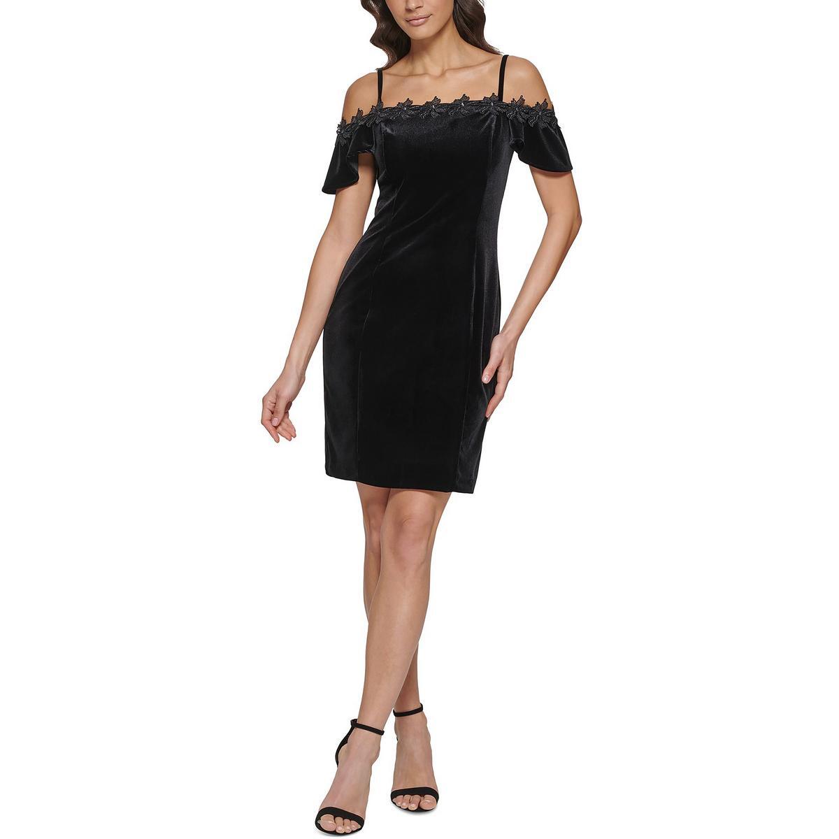 Kensie Dresses Женское черное бархатное мини-платье для коктейлей и вечеринок 12 BHFO 1251