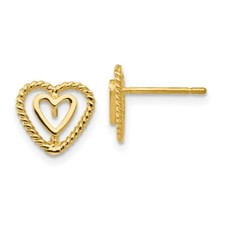 Real 14kt Yellow Gold Heart Earrings
