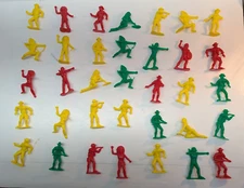 Lot of 35 Cowboys and Indians Tim Mee Toys Aurora Ill Vintage Multicolor Plastic