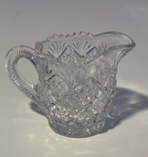 Antique Westmoreland Toy Creamer Thumbelina Flattened Diamond  Sunburst EAPG