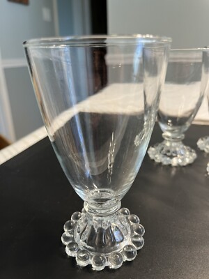 Anchor Hocking Berwick Bloopie Clear Water Ice Tea Wine Goblet Glasses 6pc Vtg