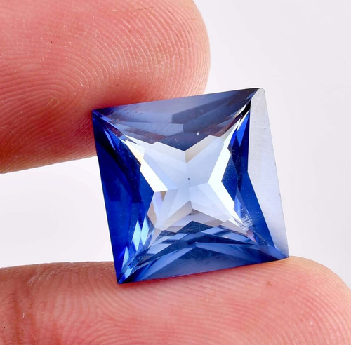 Gema suelta corte princesa zafiro azul real natural 18x18 mm certificado GIT - Imagen 1 de 6