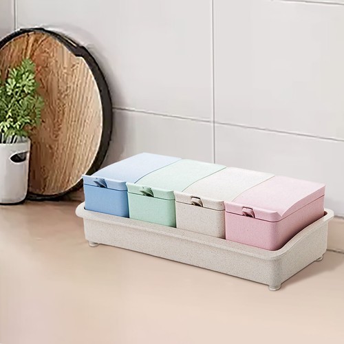 Kitchen Wheat Straw Seasoning Seasoning Storage Rack Organizer Condiment Holder - Picture 5 of 13