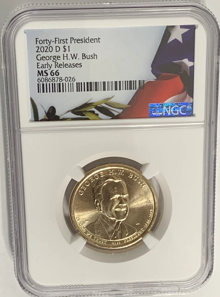 2020 D GEORGE H.W. BUSH 41st President $1 Coin NGC MS 66 Early Releases - Image 3 of 4