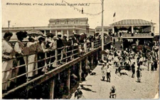 1910 Watching Bathers 4th Ave. Bathing Grounds Boardwalk Asbury Park NJ Monmouth