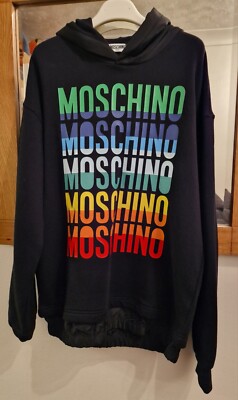 100 % authentisch Moschino Jungen Hoody Pullover schwarz mehrfarbig Logo Alter 12 neu mit Etikett