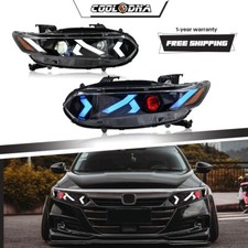 Pair Red Demon Eye LED Headlight For 10th gen Honda Accord 2018-2022 Front Lamp