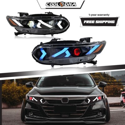 For Honda Accord 2018-2022 Pair LED Headlights Assembly Start UP Animation Pair