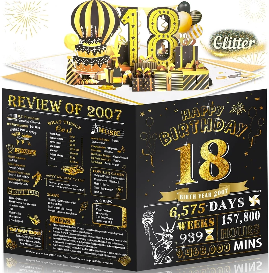 女孩男孩18岁生日卡,超大弹出有趣18岁生日卡... — 第 3/4 张图片