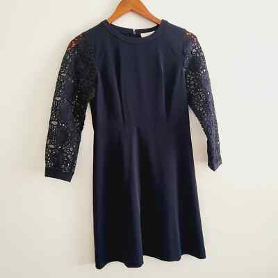 Loft navy 0P lace sleeve dress | eBay