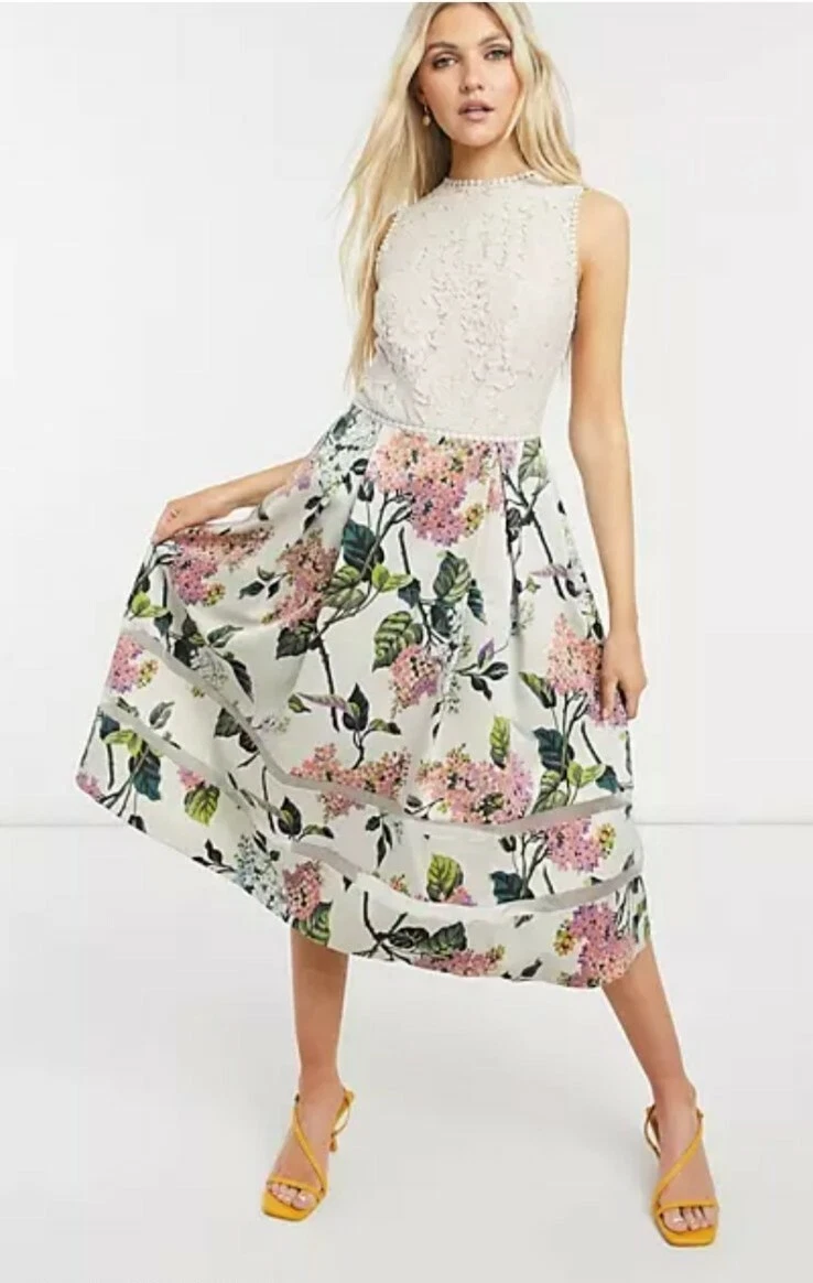 Oasis bloom lace pleat midi best sale dress