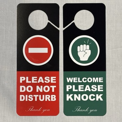 Do Not Disturb and Welcome Please Knock Door Hanger Sign - Reversible 2 Pack