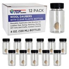 Wool Daubers with Clear Plastic Bottles, 12-Pack, 120ml Safety Lids Ball Brush