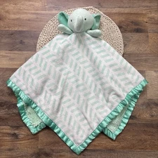 Cloud Island Mint Green Elephant Plush Love Security Blanket XL 29" Satin Trim