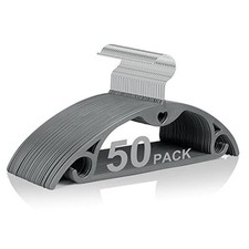 Grey Plastic Hangers Pack: No Shoulder Bumps Ultra Thin Plastic Hanger 50 Gray