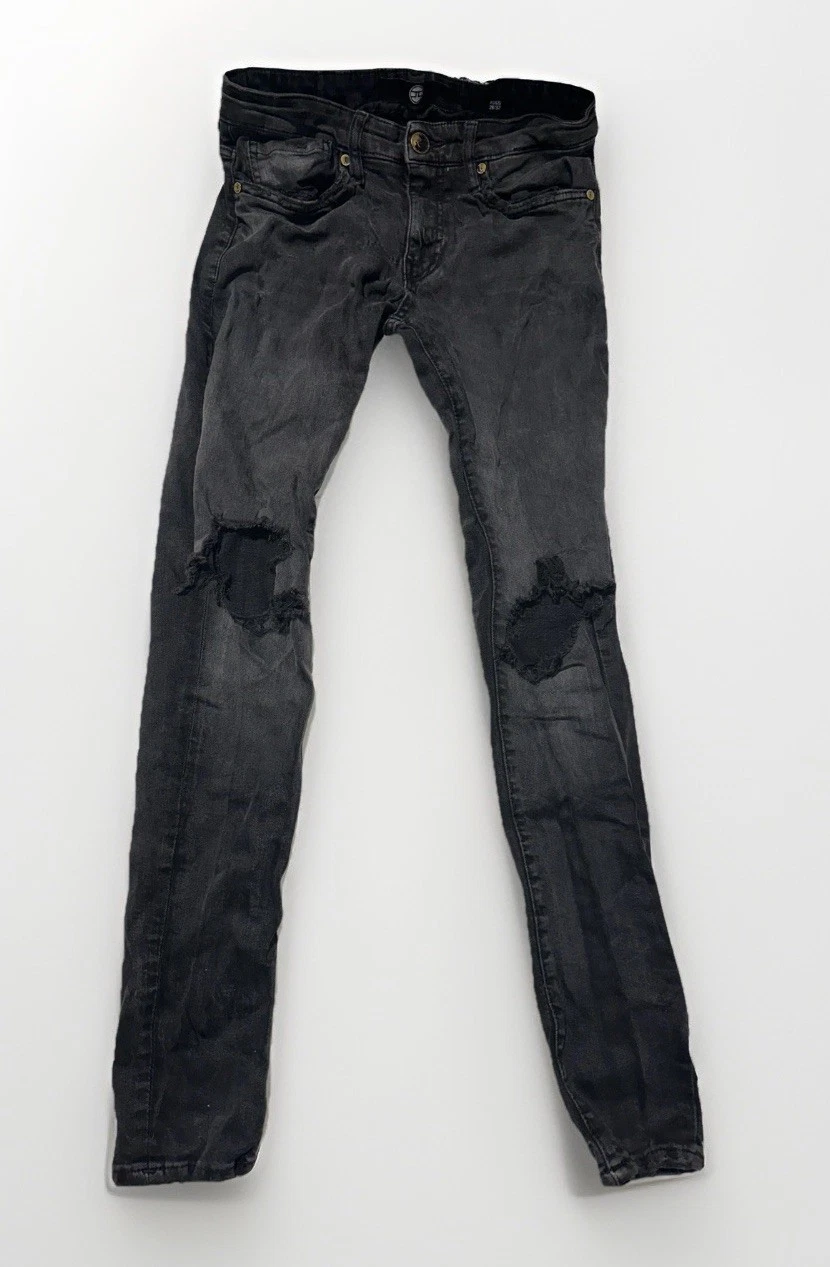 Jordan Craig- Slim Fit Distressed Black Denim Jeans - Men's 28x32