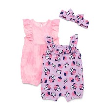 Disney Minnie Mouse 3-Piece Baby Girls Rompers and Headband Set: 0-18 Months