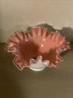 Vintage Fenton Milk Glass Pink/Peach In Color. Ruffle Edges. Beautiful Piece