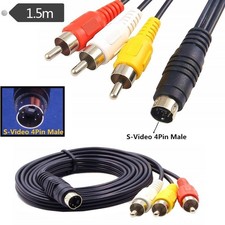 5ft 4 Pin S-Video Male to 3 RCA Male AV Audio Video Adapter Cable for DVD PC TV