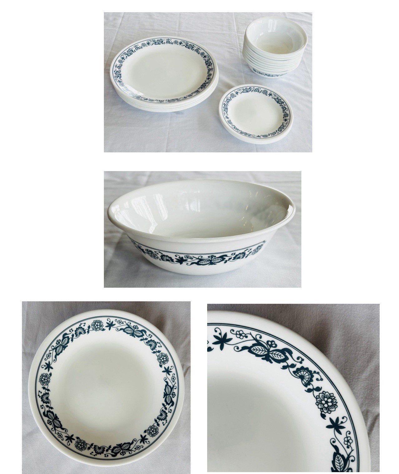 VINTAGE Corelle Dinnerware OLD TOWN BLUE (1970s) 21-Piece Set EXCELLENT