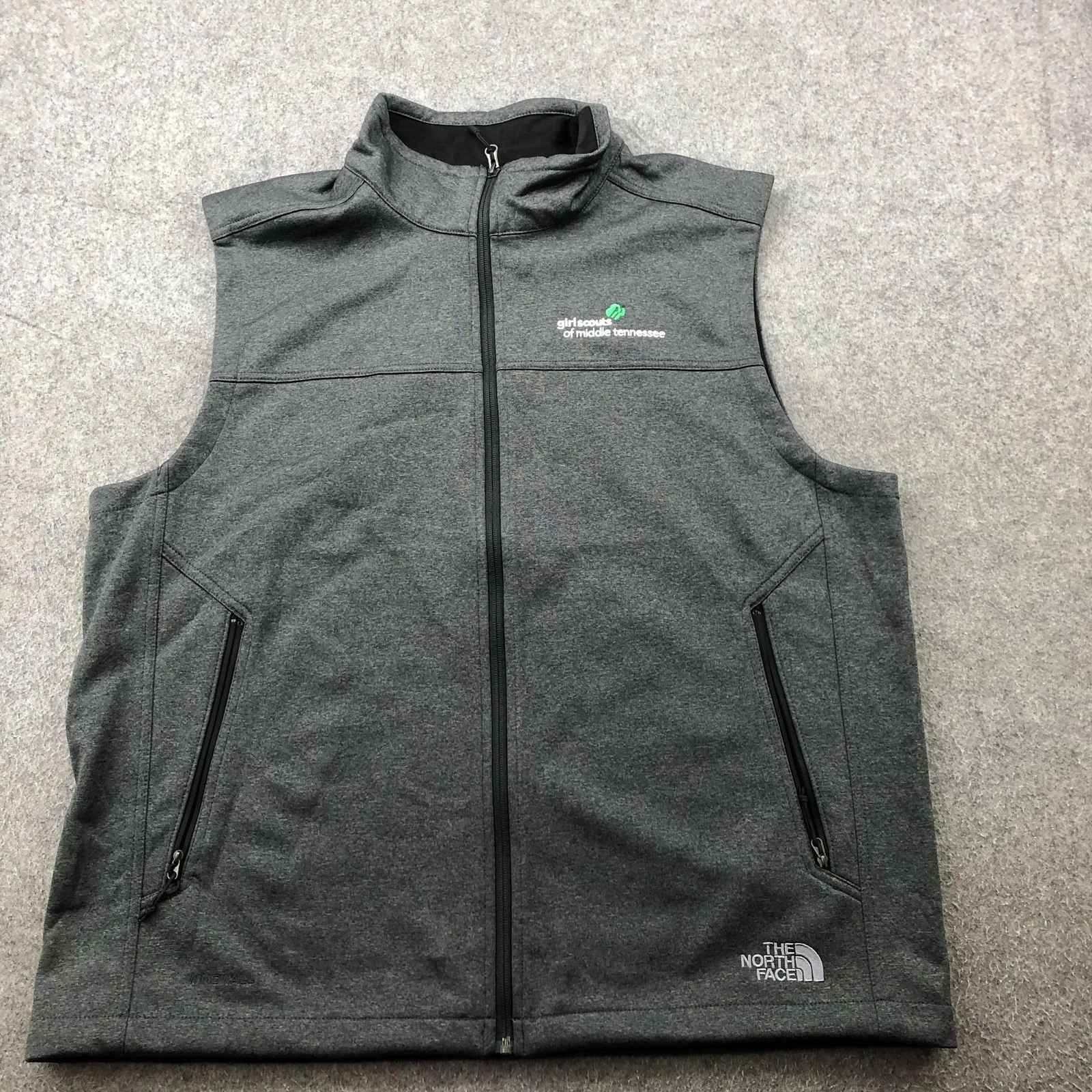 North Face Vest Mens XL Gray WindWall Full Zip Sleeveless Jacket Outdoor Hiking