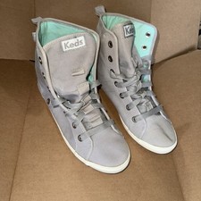 KEDS Loop-De-Loop High Top Retro FULL LACEUP SNEAKERS Women Gray Mint Green Sz 9