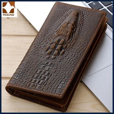 Men's PU Leather Long Wallet Crocodile Pattern Slim Clutch Card Holder
