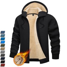 Men's Winter Thermal Sweatshirts Full-Zip Up Sherpa Fleece Lined Hoodie Jacket